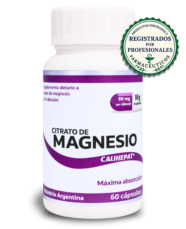 Citrato de magnesio en cápsulas Calihepat Plus Frasco de citrato de magnesio en cápsulas Calihepat Plus de 60 cápsulas