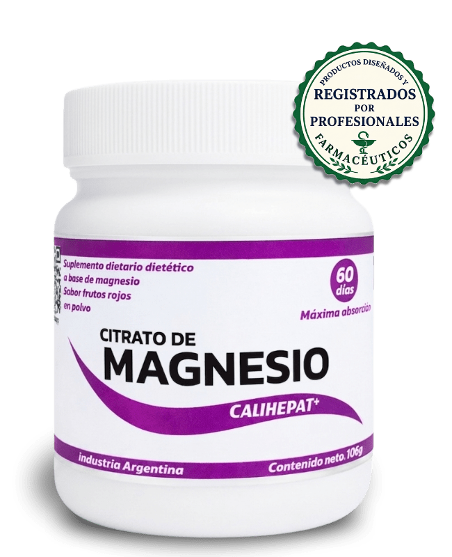 Frasco de citrato de magnesio en polvo Calihepat Plus de 108 g