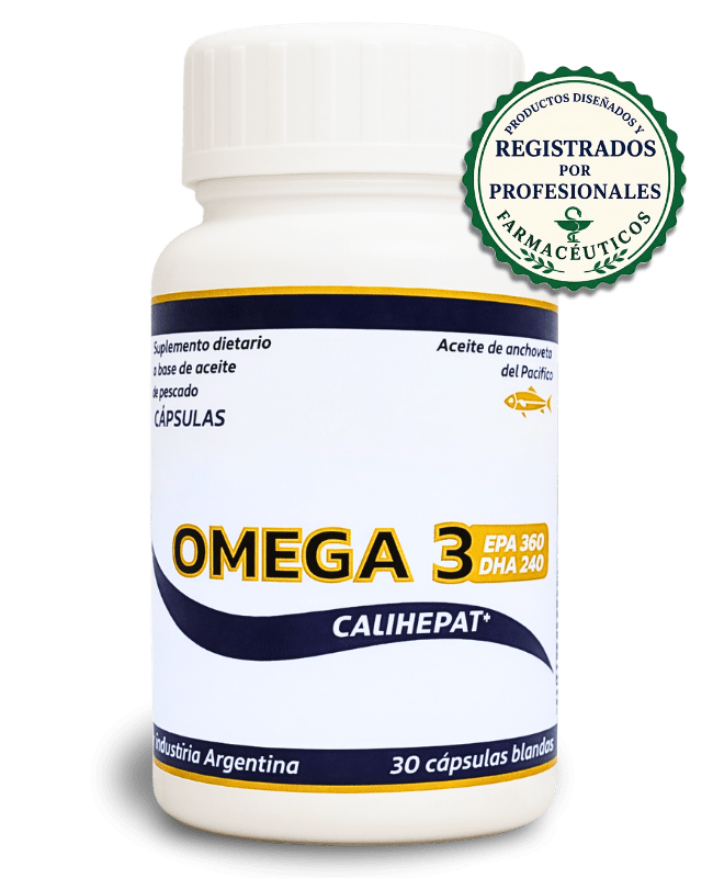 Omega 3 cápsulas Calihepat Plus 30 unidades Frasco de Omega 3 Calihepat Plus en cápsulas de 30 unidades